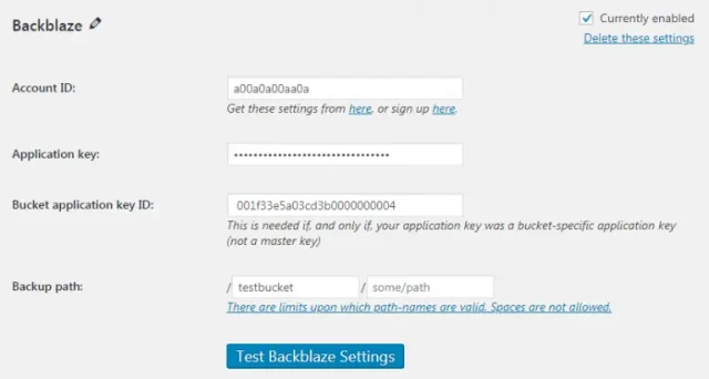 Successful updated settings