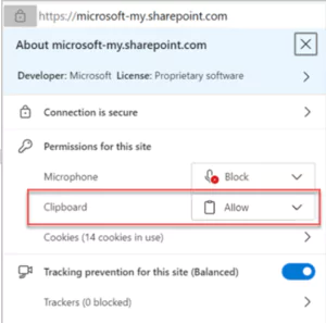 Clipboard allow dialogue