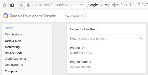 Google developers console