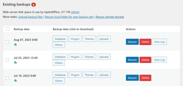 Migration guide restore