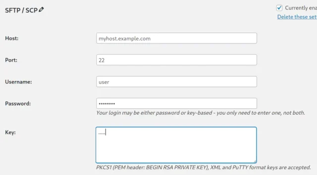 Sftp key form