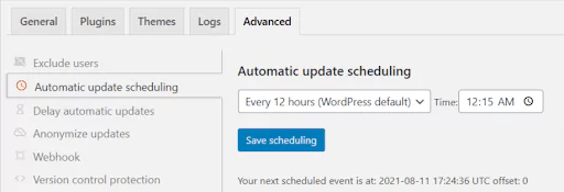 Automatic update scheduling window
