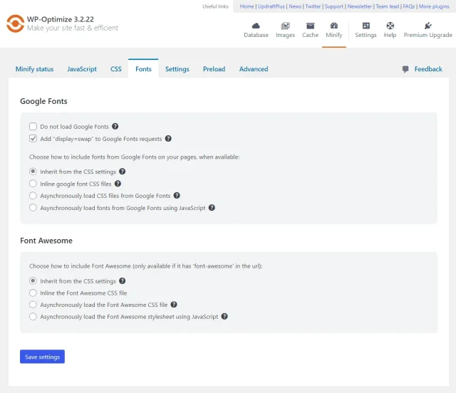 Google fonts options