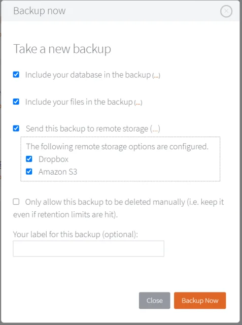 Take anew backup
