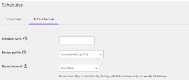 Setting a backup schedule in Solid Backups