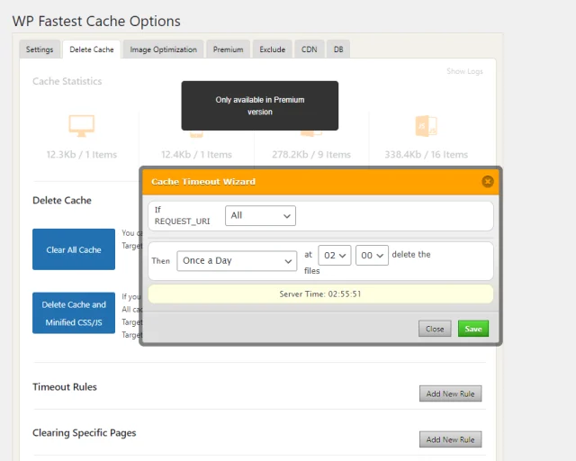 Cache timeout wizard