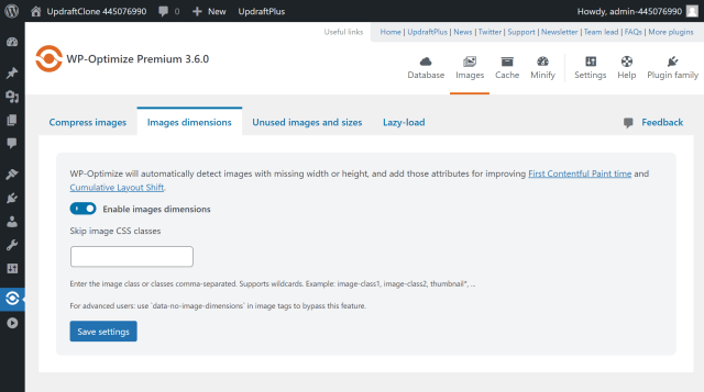 Image dimensions in qp optimize