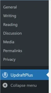New location of UpdraftPlus in the WordPress dashboard